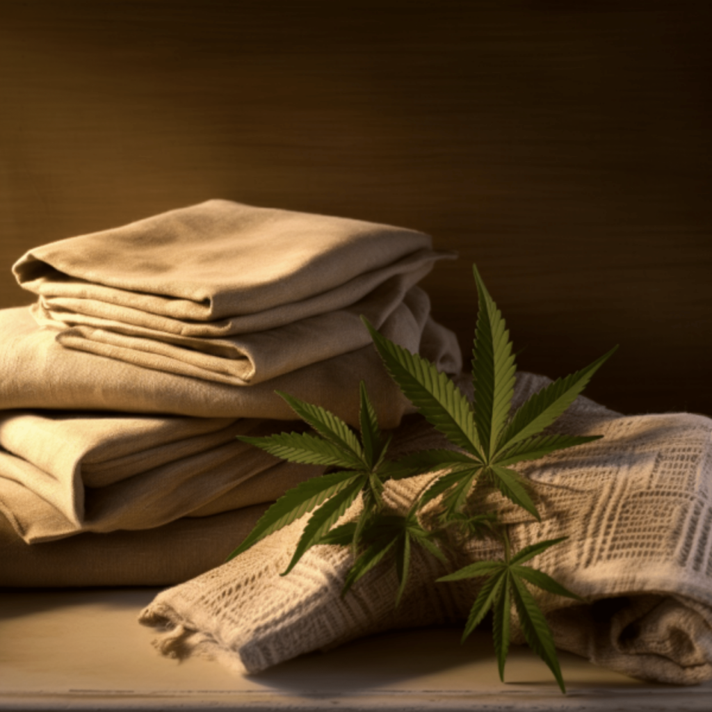 hemp fabrics; linen, hemp leaves minimal