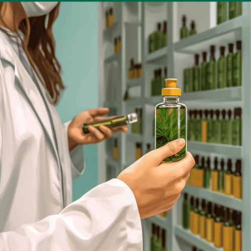 pharmacist checking CBD oil