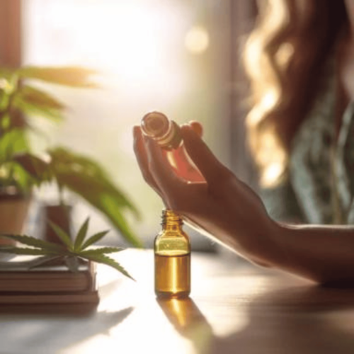 woman checking CBD Oil