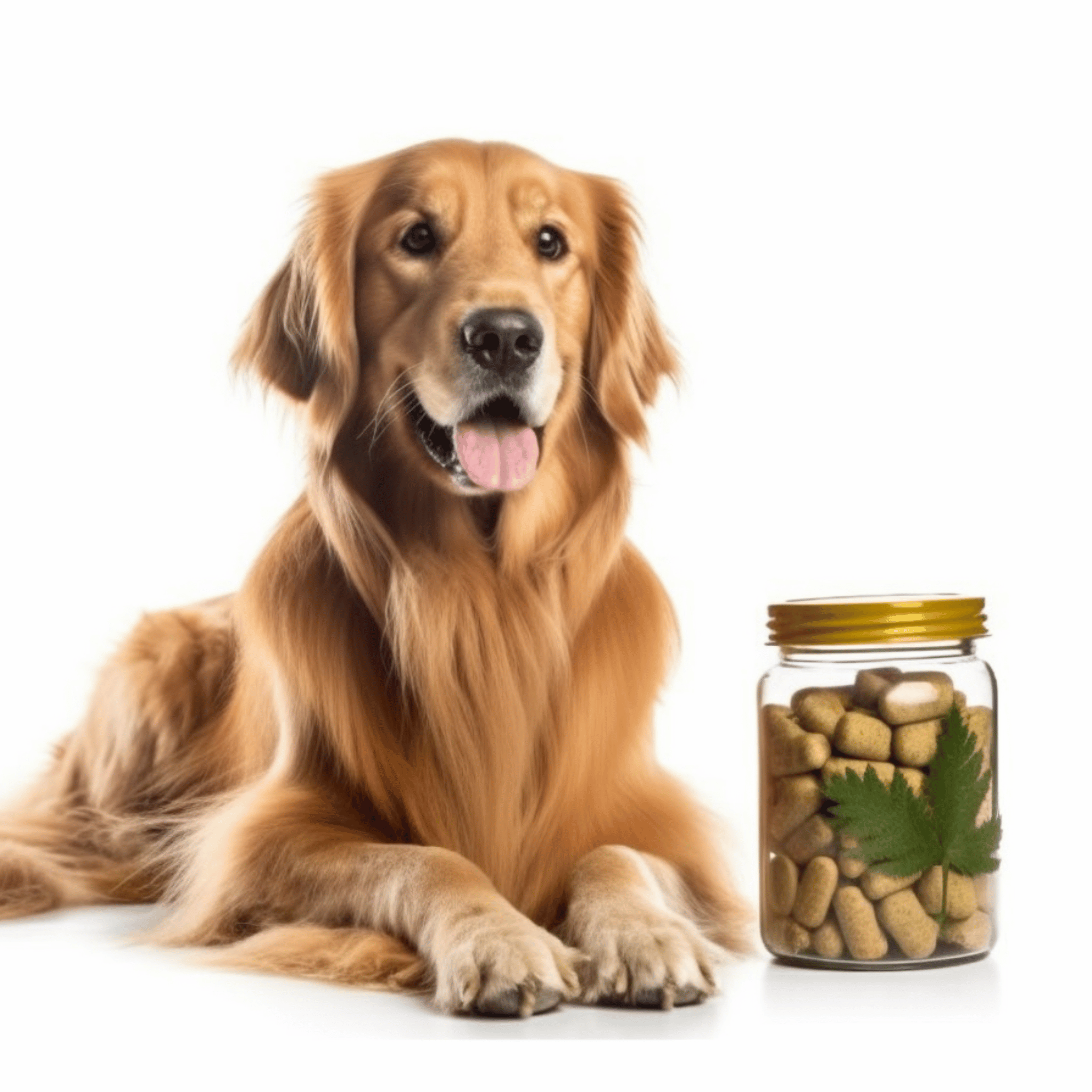 CBD-infused treats for dog with white background