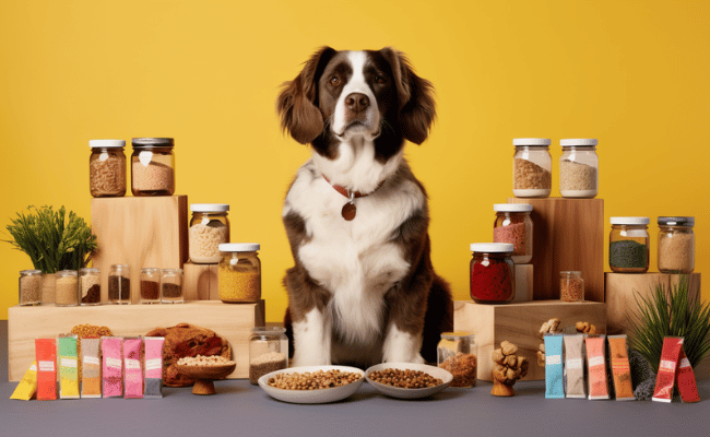 Different CBD Dog Treats in a yellow background