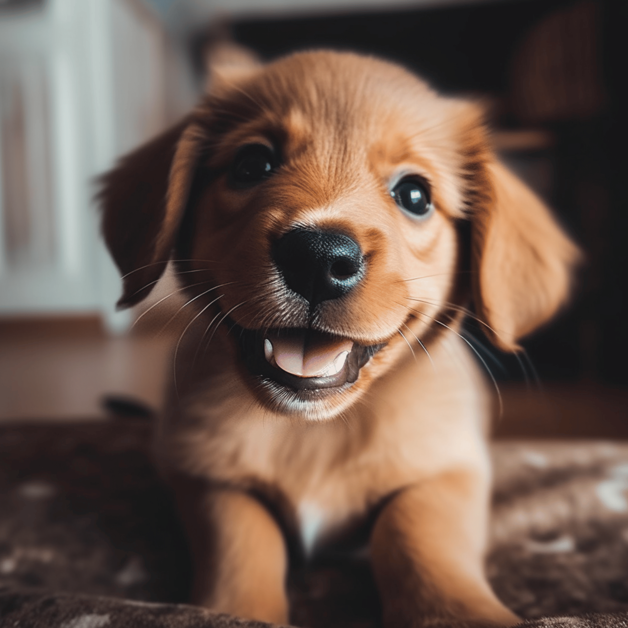 focus shot of brown puppy