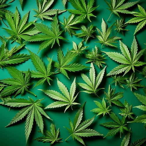 cannabis leaves in green background