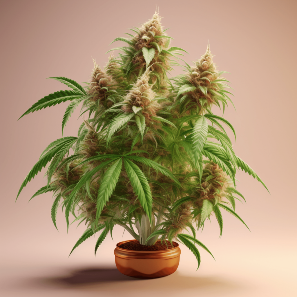 cannabis plant in a pot