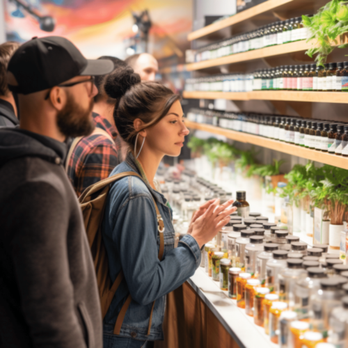 people inside cbd oil store