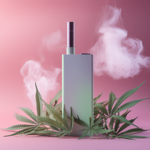 Delta 11 THC and DELTA 8 THC vape product in a pink background