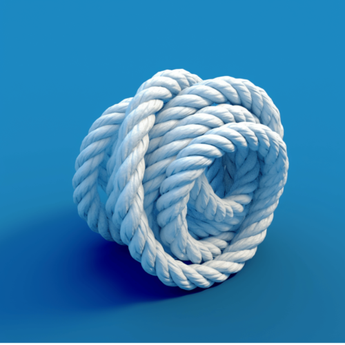 White rope on blue background