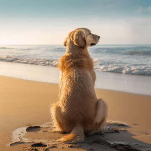 dog on the beach