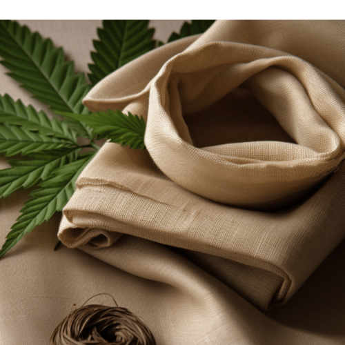 hemp fabric with hemp leaf below