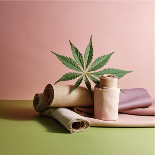 pastel colored hemp fabrics;, hemp leaf; pastel colored background