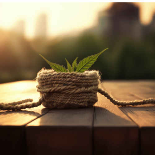 hemp rope on a wooden table with light from sunrise