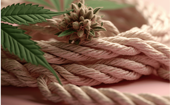 hem rope with cannabis flower on top