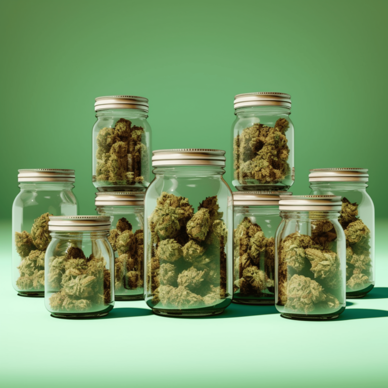 hybrid cannabis weeds in jars