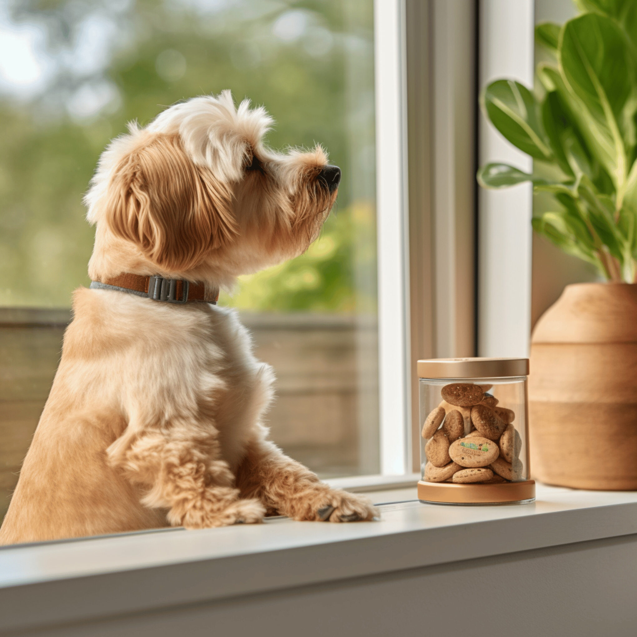 CBD dog treats in an airtight container