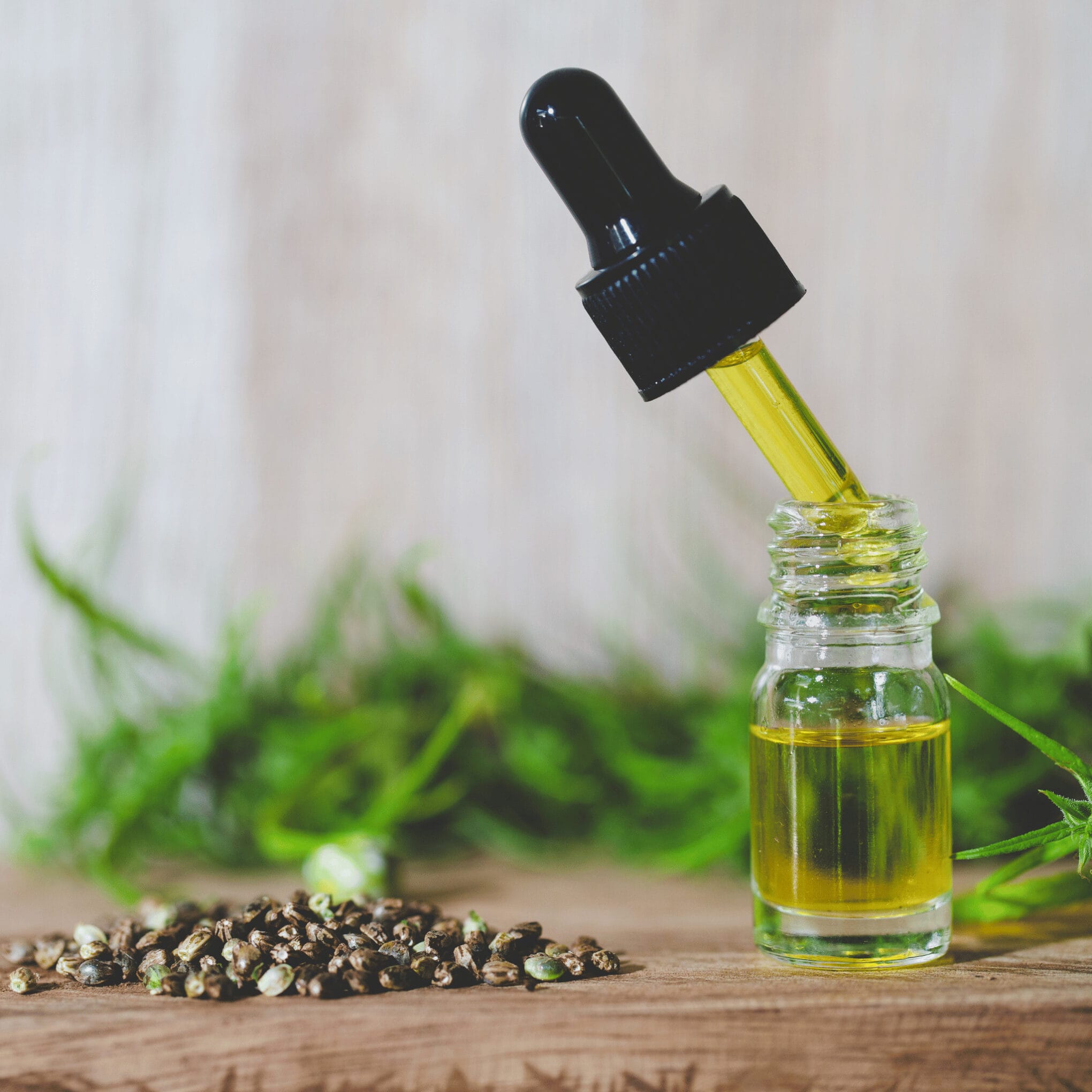 hemp seed oil in a small bottle