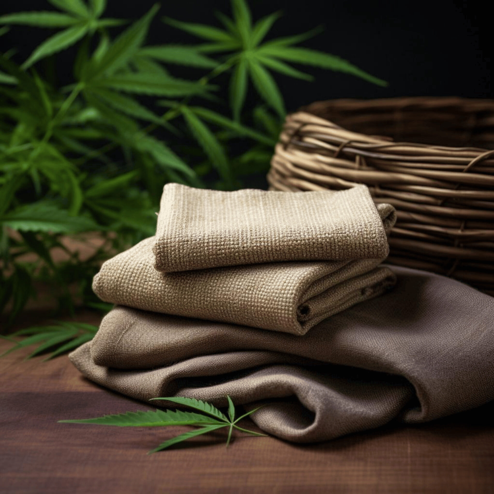 pile of hemp fabrics