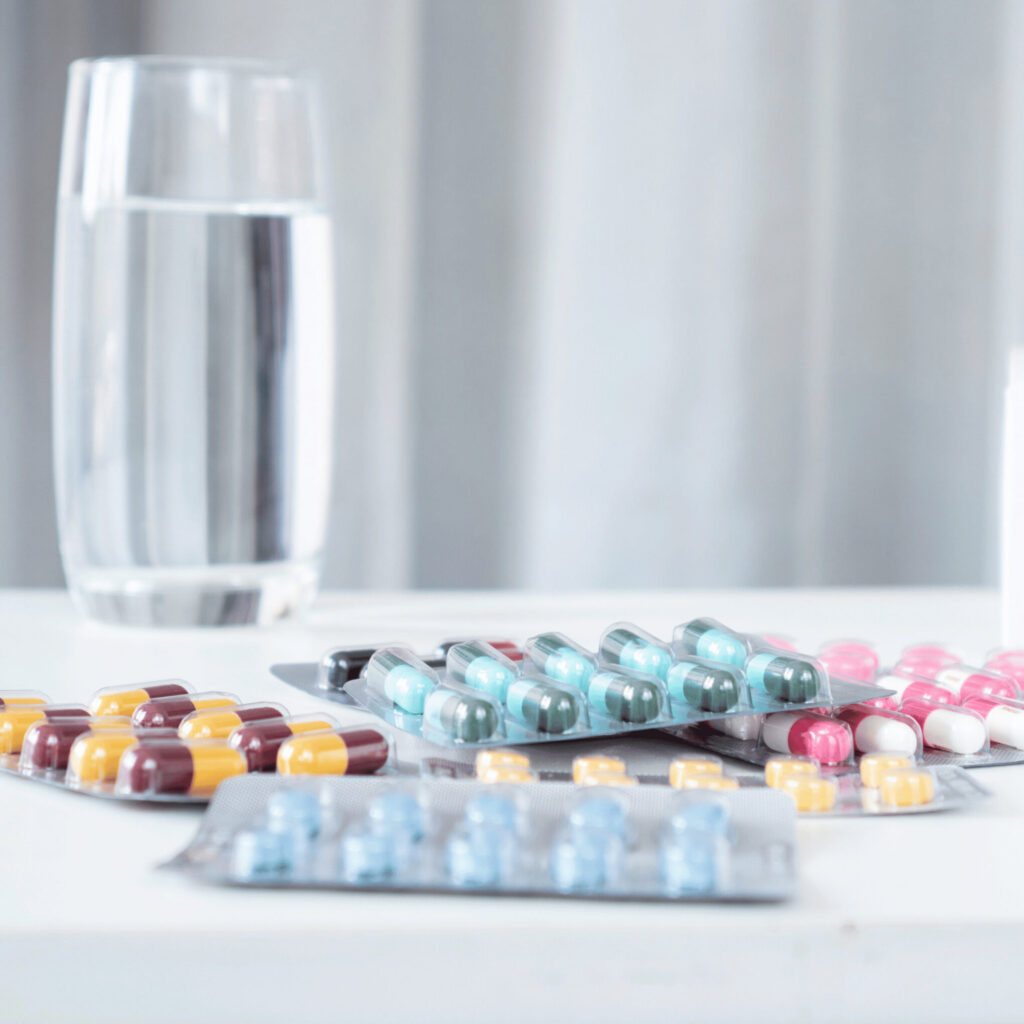 Close-up of Several Packs of Antibiotic Pills Used for Long-term Antibiotic in the Treatment of Bacterial Infections