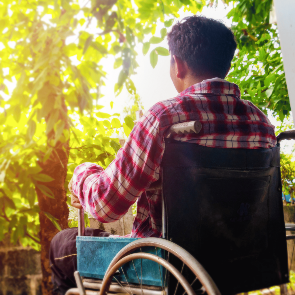 person with multiple sclerosis on a wheelchair